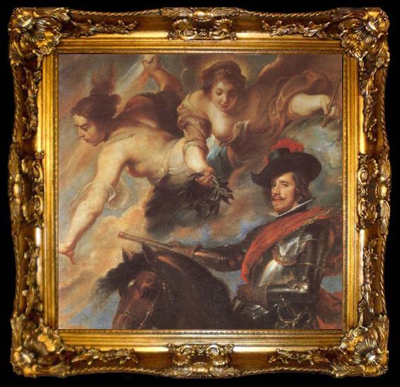 framed  VELAZQUEZ, Diego Rodriguez de Silva y Detail of Portrait of Filipu rid horse, ta009-2